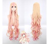 Macross F Sheryl Nome Cosplay Wig Synthetic Hair 120Cm Long Wavy Light Blonde Pink Dream Sheryl Cosplay Costume Wigs + Wig Cap One Size Pl-085