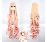 Macross F Sheryl Nome Long Wavy Light Blonde Pink Dream Ombre Heat Resistant Cosplay Costume Wig + Track + Cap PL-085