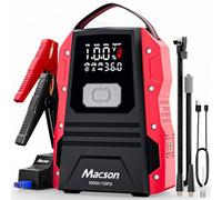 Macson 5000A Car Battery Booster Jump Starter - Portable 12V Jump Box Battery Pack for 9.0L Gas/8.0L Diesel Engines, Jump Starter with 150PSI Auto Tire Inflator, Jumper Cables, Fold-Up LED Flashlight