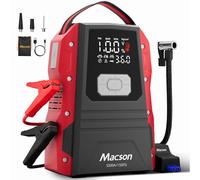 Macson 5000A Car Battery Booster Jump Starter - Portable 12V Jump Box Battery Pack for 9.0L Gas/8.0L Diesel Engines, Jump Starter with 150PSI Auto Tire Inflator, Jumper Cables, Fold-Up LED Flashlight