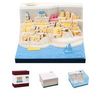 MACTANO 3D Sticky Notes Art Calendar Notepad 2024 Creative Timepiece Calendar Santorini Tear Away Paper DIY Note Carving Sticky