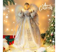 MACTING Angel Christmas Tree Topper with Light, 35 cm, Silver L, Christmas, Winter