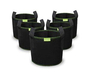 Mactoou Grow Bags for Vegetables, 5 Pack 10 Gallon Large Growing Bags, Fabric Planter Container for Vegetables Flowers Herbs Potato Tomato Carrot Strawberry, Black