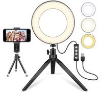 MACTREM LED Ring Light 6", Tripod Stand & Phone Holder for Makeup, YouTube