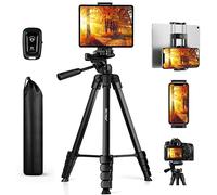MACTREM Phone Tripod, Upgraded 170cm/67inch Aluminum Lightweight Camera Tripod for iPhone/iPad/Samsung/Smartphone/Action Camera/DSLR Camera with Phone Holder & Wireless Bluetooth Remote Control