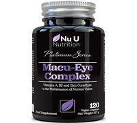 Macu Eye Supplement 120 Vegan Capsules, 4 Month Supply with Lutein, Zeaxanthin, Bilberry Extract, Beta Carotene & Eye Vitamins A, B2 & E Plus Zinc for Maintenance of Normal Vision, Made in The UK