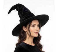 Macuezu Witches Hat Adult Halloween Velvet Black Witch Hat for Women