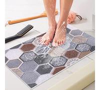 MACUNIN Non-Slip Shower Mat, 60 x 40 cm: Soft Comfort PVC Loofah Massage Bath Mat, White, Rectangular, Polyvinyl Chloride (PVC), Home/Bath