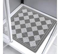 MACUNIN Square Shower Mat Non Slip Anti Mould 60x60cm Gray Bath Mat for Inside Shower Loofah Soft Texured Bathroom Floor Mat for Walk-in Shower Foot Massage Scrubber with Drain Quick Dry