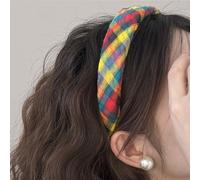 Macute Grid Series Headband Handmade Comfortable Padded Plaid Hair Band Large Scratching Hair Hoop Tartan Headbands for Women 1Pcs (Colorful, Large)
