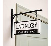 MACVAD Laundry Room Sign - Decorative Metal Wall Decor, 13 x 10.5 Inch, Double-Sided Embossed, White and Black, Contemporary Style, Wall Mount, Includes Mounting Screws