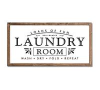 MACVAD Laundry Signs for Home Decor, Loads of Fun Wooden Laundry Room Sign Wall Decor 16 x 8 Inch