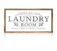 MACVAD Rectangle Laundry Sign for Home Decor, Large Farmhouse Laundry Room Sign Wall Decor 24 X 12 Inches