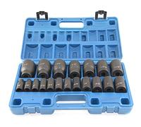 MacWork 19 Piece 1/2-Inch Drive Standard Impact Socket Set, SAE, 3/8" to 1-1/2", CR-V&Cr-Mo Alloy Steel, 6-Point Hex Radius Corner Design