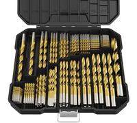 MACXCOIP 230Pcs Titanium Drill Bit Set, 135 Degree Tip HSS Drill Bit Kits, Sizes from 3/64" to 1/2" for Drilling Soft Metal, Aluminum, Copper, Wood and Plastic, with Plastic Indexed Case for Storage