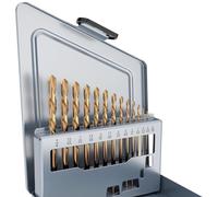 MACXCOIP Cobalt Left Hand Drill Bit Set, 13Pcs M35 High Speed Steel Jobber Length Drill Bit Kit for Hardened Metal, Stainless Steel, Cast Iron, Wood and Plastic, with Index Storage Case, 1/16"-1/4"