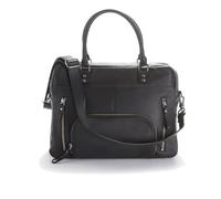 Macy Leather Handbag with Multiple Pockets and Zip Fastening Black