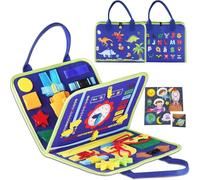 MAD 4 TOYS Montessori Busy Board for Toddlers - Interactive Sensory Activity Toy with Zippers, Buttons, and Puzzles for Fine Motor Skills Development - Perfect for Travel and Screen-Free Learning