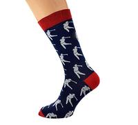 Mad about Golf Golfer Woven Design Mens Socks, Navy Blue and Red, UK Size 5-12