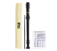 Mad About MA-REC06 Descant Recorder - Three-Piece School, Beginners Recorder with Bag, Cleaning Rod and Fingering Chart - Black