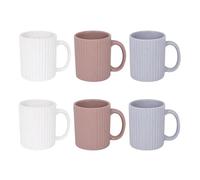 Mad About Mugs Set of 6 Stoneware Ribbed Speckle Mug - 10oz Ceramic Cup in Grey, White & Beige, Modern Durable Design, Microwave & Dishwasher Safe 9cm Coffee & Tea Drinkware