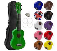 Mad About SU8 Soprano Ukulele in Green with FREE Gig Bag, Pick, and Spare Strings - Great for Schools and Beginners, Now With Carbon Black Strings for Improved Tuning