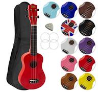 Mad About SU8 Soprano Ukulele in Red with FREE Gig Bag, Pick, and Spare Strings - Great for Schools and Beginners, Now With Carbon Black Strings for Improved Tuning