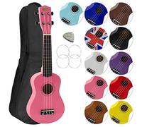 Mad About SU8 Soprano Ukulele with FREE Gig Bag, Pick, and Spare Strings - Great for Schools and Beginners, Now With Carbon Black Strings for Improved Tuning - Pink