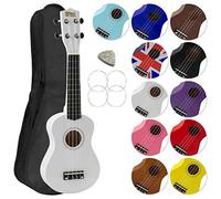 Mad About SU8 Soprano Ukulele with FREE Gig Bag, Pick, and Spare Strings - Great for Schools and Beginners, Now With Carbon Black Strings for Improved Tuning - White