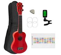 Mad About SU8-TU-RD Soprano Ukulele for Beginners in Red with FREE Uke Bag & Tuner