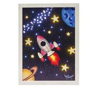 Mad Ally Kids Light-Up Wall Decor | LED Picture Frame | Adjustable Brightness | Timer Function | Battery Operated | Rocket Ship Design | Age 6, 11, & 12 Year Old Girl | Wall Art