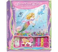 Mad Ally Kids Scrapbook Kit - Mermaid Scrapbook Accessories Craft Kit for Kids - Includes Scrapbook Stickers, Baby Album, Picture Frames, String Beads, Buttons