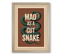 Mad as a Cut Snake Vintage Framed Wall Art Print A1 (84.1×59.4cm) Oak, Wall Decor for Living Room, Bedroom, Office & Home, Ready to Hang, Art Gift