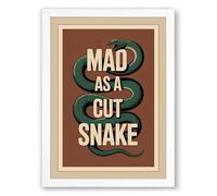 Mad as a Cut Snake Vintage Framed Wall Art Print A2 (59.4×42cm) White, Wall Decor for Living Room, Bedroom, Office & Home, Ready to Hang, Art Gift