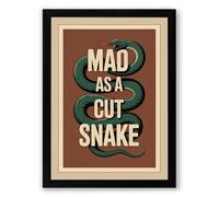 Mad as a Cut Snake Vintage Framed Wall Art Print A4 (29.7×21cm) Black, Wall Decor for Living Room, Bedroom, Office & Home, Ready to Hang, Art Gift