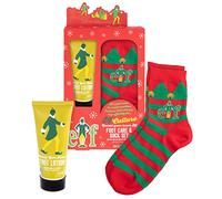 MAD Beauty Warner Bros Elf Movie Footcare & Sock Set, Swirly Gum Drop Scented Lotion, Moisturize, Revitalize, Relax, Unwind, Festive Socks, Gift