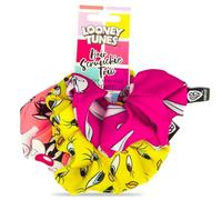 MAD BEAUTY Warner Bros Loony Tunes Hair Scrunchies 3-Pack, Bugs Bunny, Tweety & Sylvester, Colorful & Patterned, Washable, Pink, Purple, Yellow