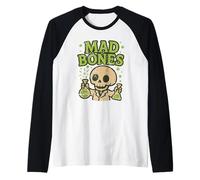 Mad Bones Lab Skeleton Pumpkin Raglan Baseball Tee