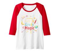 MAD Creating Fourth Grade Magic Raglan Baseball Tee, Women, Red/White, M