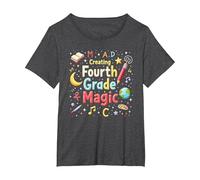 MAD Creating Fourth Grade Magic T-Shirt, Women's Plus, Dark Heather Grey, 1X