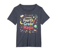 MAD Creating Fourth Grade Magic T-Shirt, Women's Plus, Heather Blue, 5X