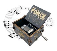 MAD DI Star Wars Music Box，Wooden Hand Crank Unique Musical Boxes Theme Starwars, Mini Antique Vintage Craft Laser Engraved Home Decorations for Christmas, Wedding, Valentines, Birthday Gifts(Black)