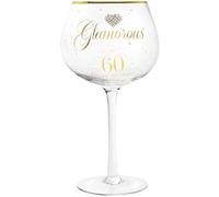 Mad Dots Gin Glass with Diamante Heart and Gold Wording - 60th Birthday