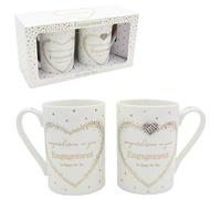 Mad Dots Set of 2 Mugs with Wording Diamante Heart Gift Boxed - Engagement