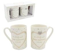 Mad Dots Set of 2 Mugs with Wording Diamante Heart Gift Boxed - Happy Anniversary