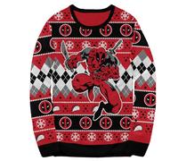 Mad Engine Deadpool Marvel Comics Holiday Christmas Sweater Licensed, Red, 3X-Large