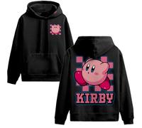Mad Engine Kirby Check Point Retro Gamer Nintendo Sweatshirt Hoodie, Black, Medium