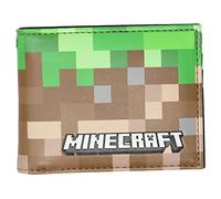 Mad Engine Minecraft Earth Pixels Bi-Fold Wallet Multi-Colored Licensed, Green, M, Modern