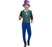 Adults Fancy Dress Costume Outfit Mad Hatter Checkered Mens Costume Fancy Dress