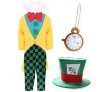 Mad Hatter Costume with Clock I Love Fancy Dress Yellow Medium
